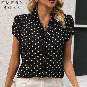 EMERY ROSE POLKA DOT BLOUSE SZ XL